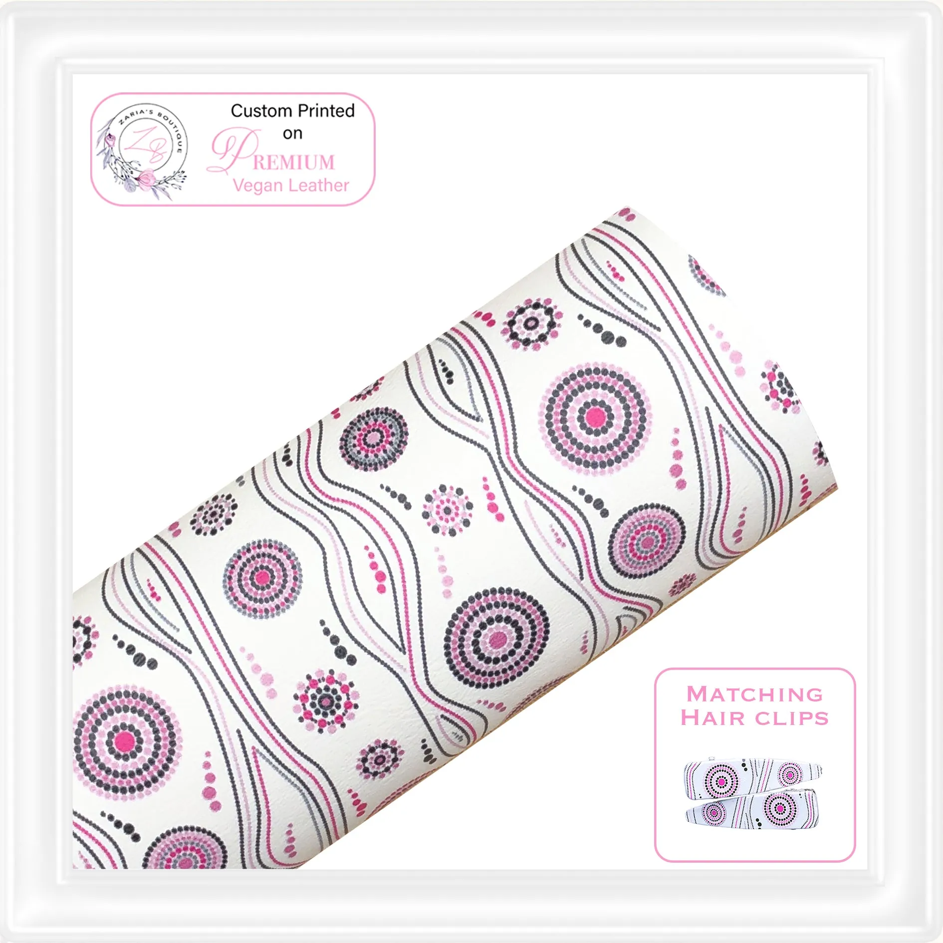 ⋅ Aussie Dots ⋅ Custom Printed Vegan Faux Leather & Hair Clips ⋅