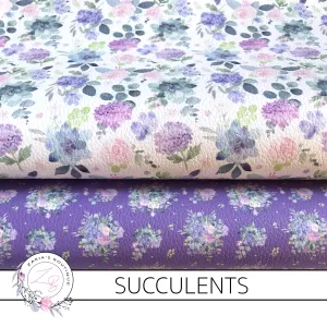 ⋅ Succulent Bouquet ⋅ White Floral Vegan Faux Leather ⋅