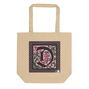100% Organic Cotton Eco-Tote Featuring Decorative Lettering, “D”