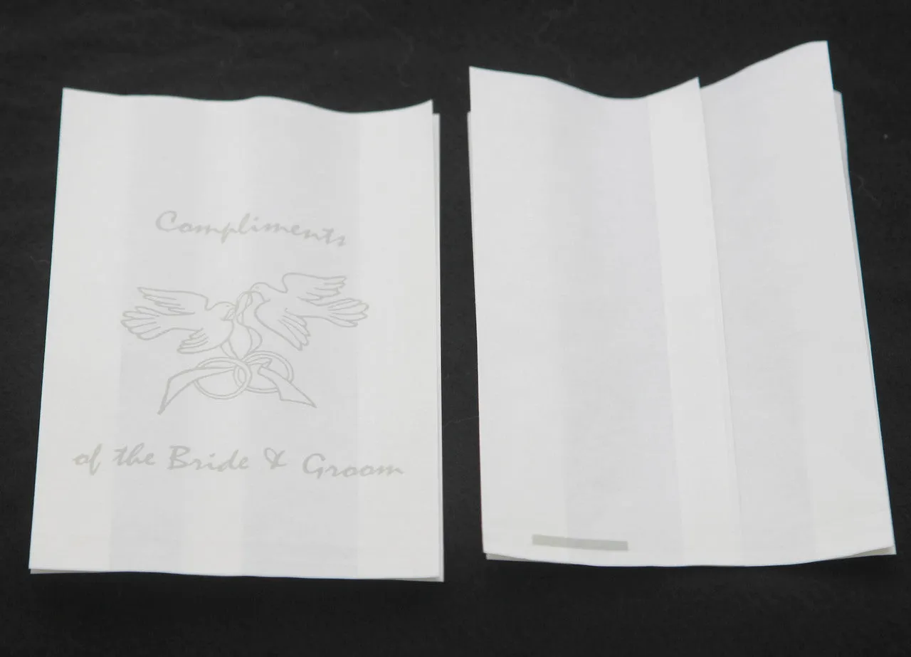 100 Pack Wedding Cake Bags Greaseproof Wax Paper Slice Take Home Favour Silver Doves
