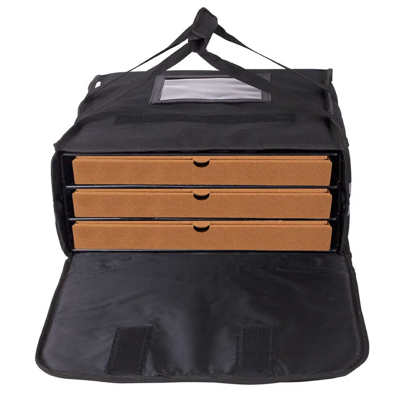 3 Box Pizza Bag (black with reflector tape)  Australian Manufactured