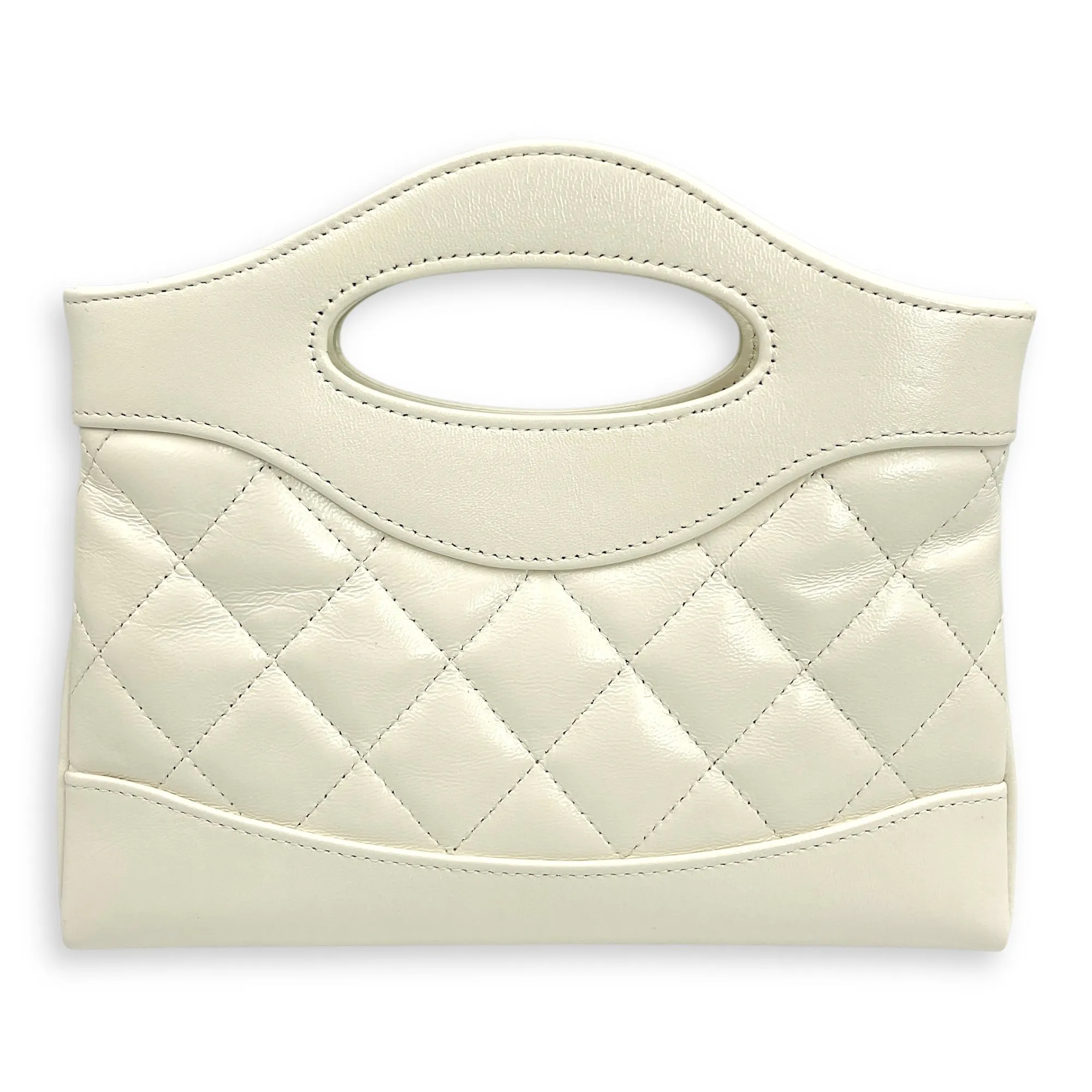 31 Leather Clutch 20 White Crossbody Bag in Calfskin, Gold hardware