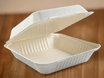 9X9X3-200CT ECO BIODEGRADABLE COMPOSTABLE BAGASSE ONE COMPARTMENT HINGED CONTAINERS