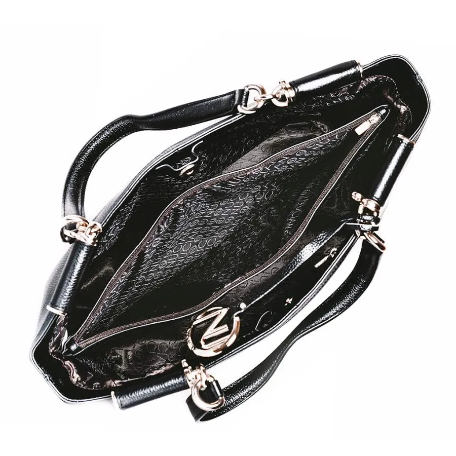 Aaliyah Tote Handbag in Black Pebble Leather
