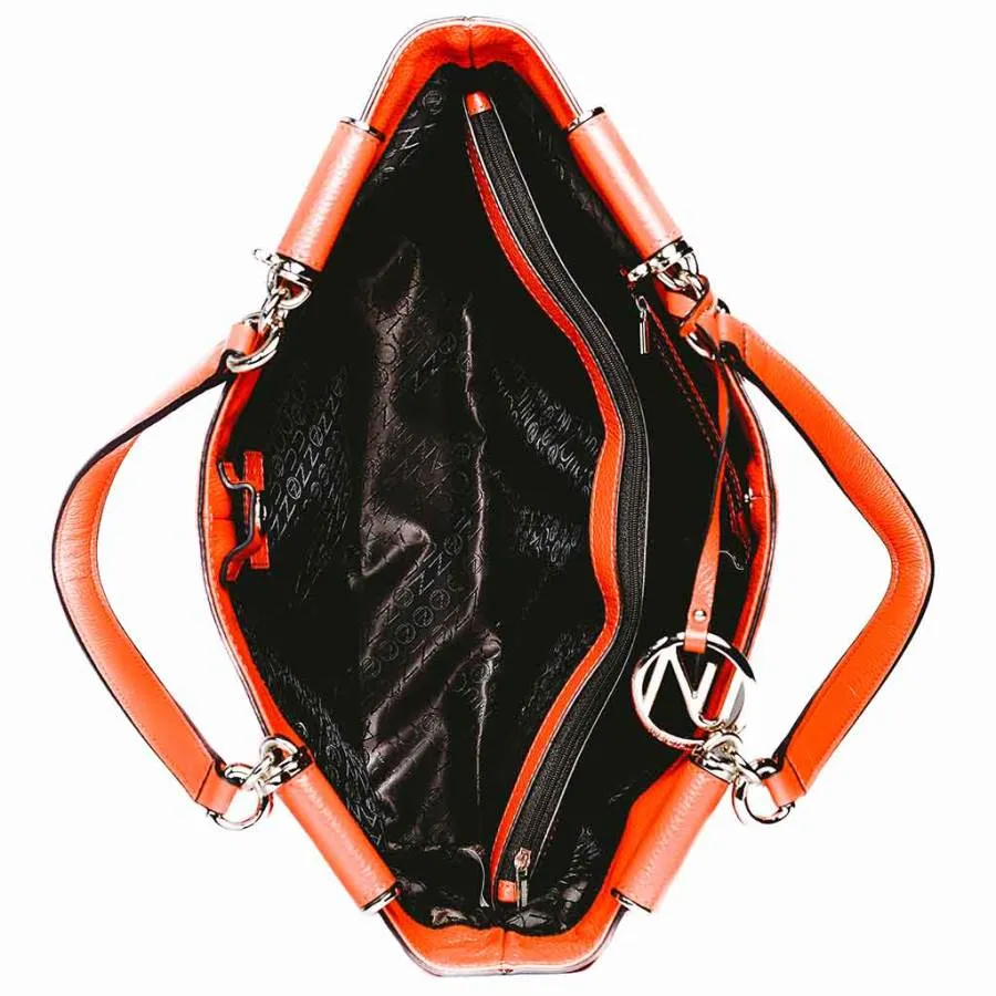 Aaliyah Tote Handbag in Orange Pebble Leather