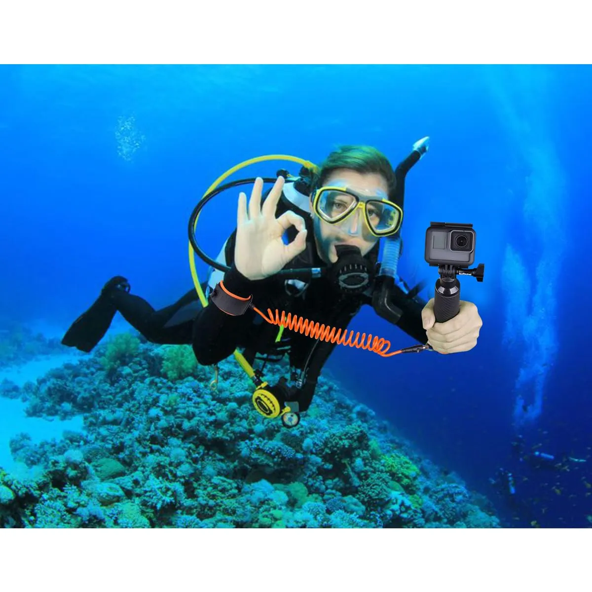 Action Camera Non-Slip Handler Floating Hand Grip Holder Mount   Steel-cored Safety Wrist Strap for GoPro Sony Insta360 Olympus Akaso Underwater Camcorder Diving Surfing Snorkeling Rafting Kayak Scuba