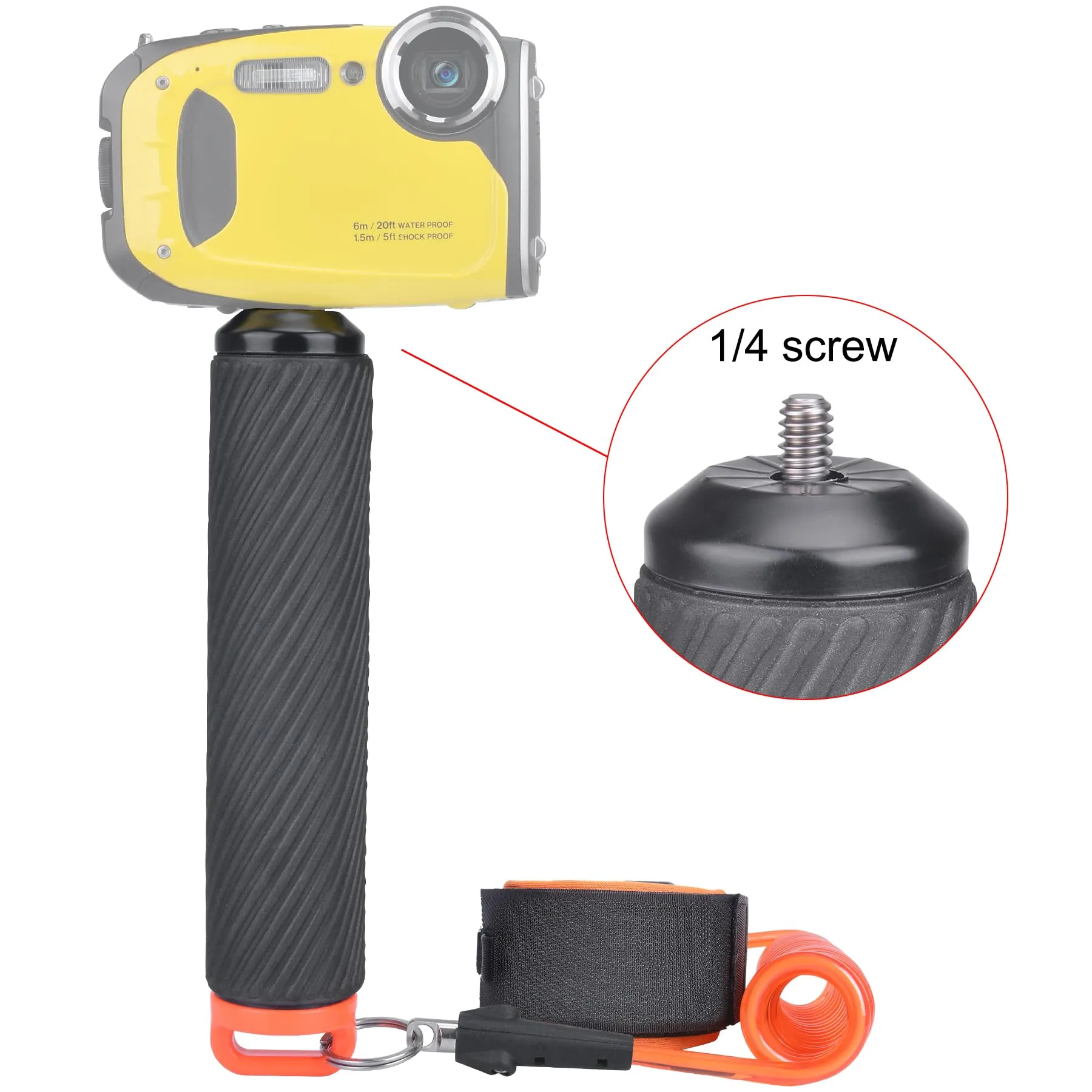 Action Camera Non-Slip Handler Floating Hand Grip Holder Mount   Steel-cored Safety Wrist Strap for GoPro Sony Insta360 Olympus Akaso Underwater Camcorder Diving Surfing Snorkeling Rafting Kayak Scuba