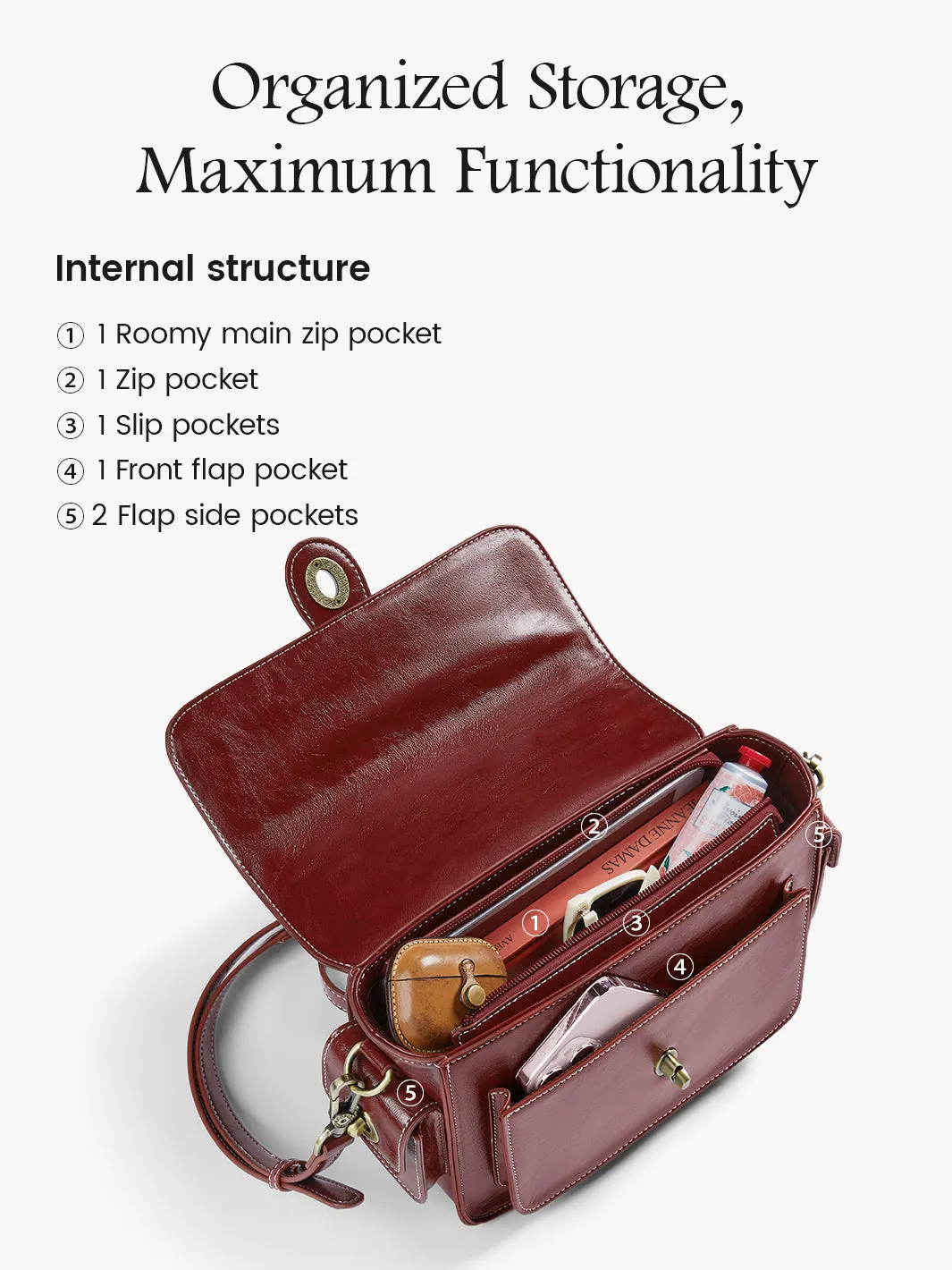 Alison Vintage Vegan Leather Crossbody Bag