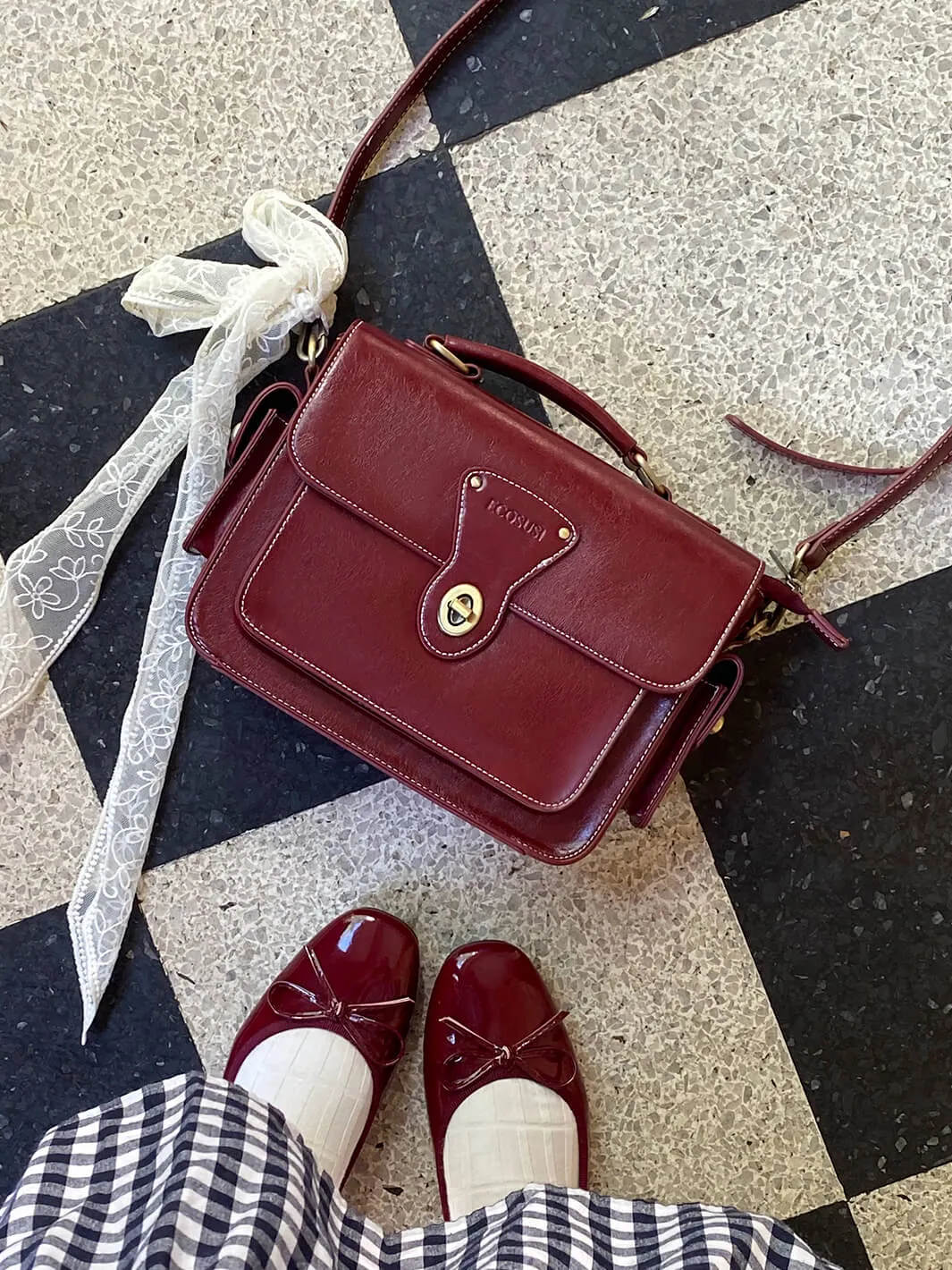 Alison Vintage Vegan Leather Crossbody Bag