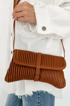 All In, All Day Faux Leather Pleated Handbag (Brown)