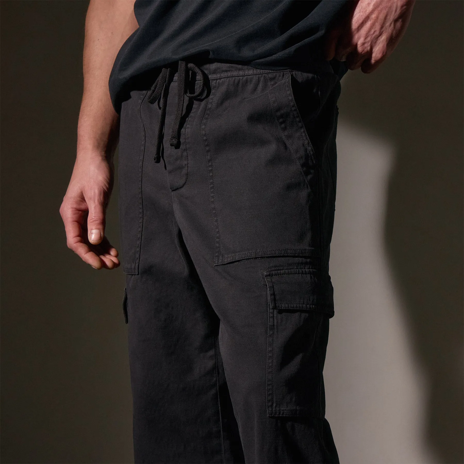 Army Cotton Slub Cargo Pant - Black Pigment