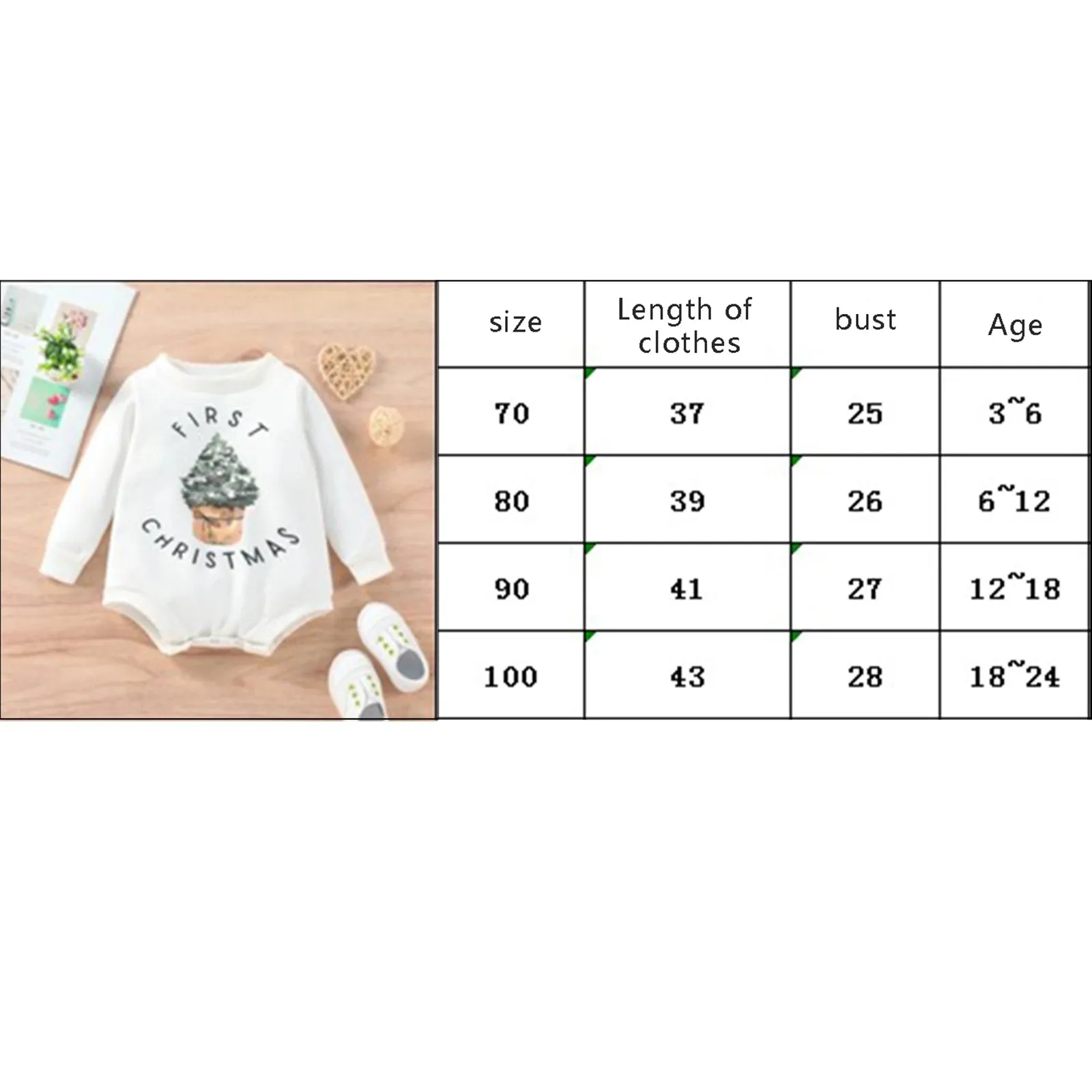 Baby Boy Girls first Christmas Outfit Long Sleeve Romper