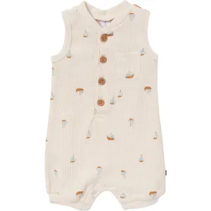 Baby Boys Beige Sailboat Sleeveless Romper