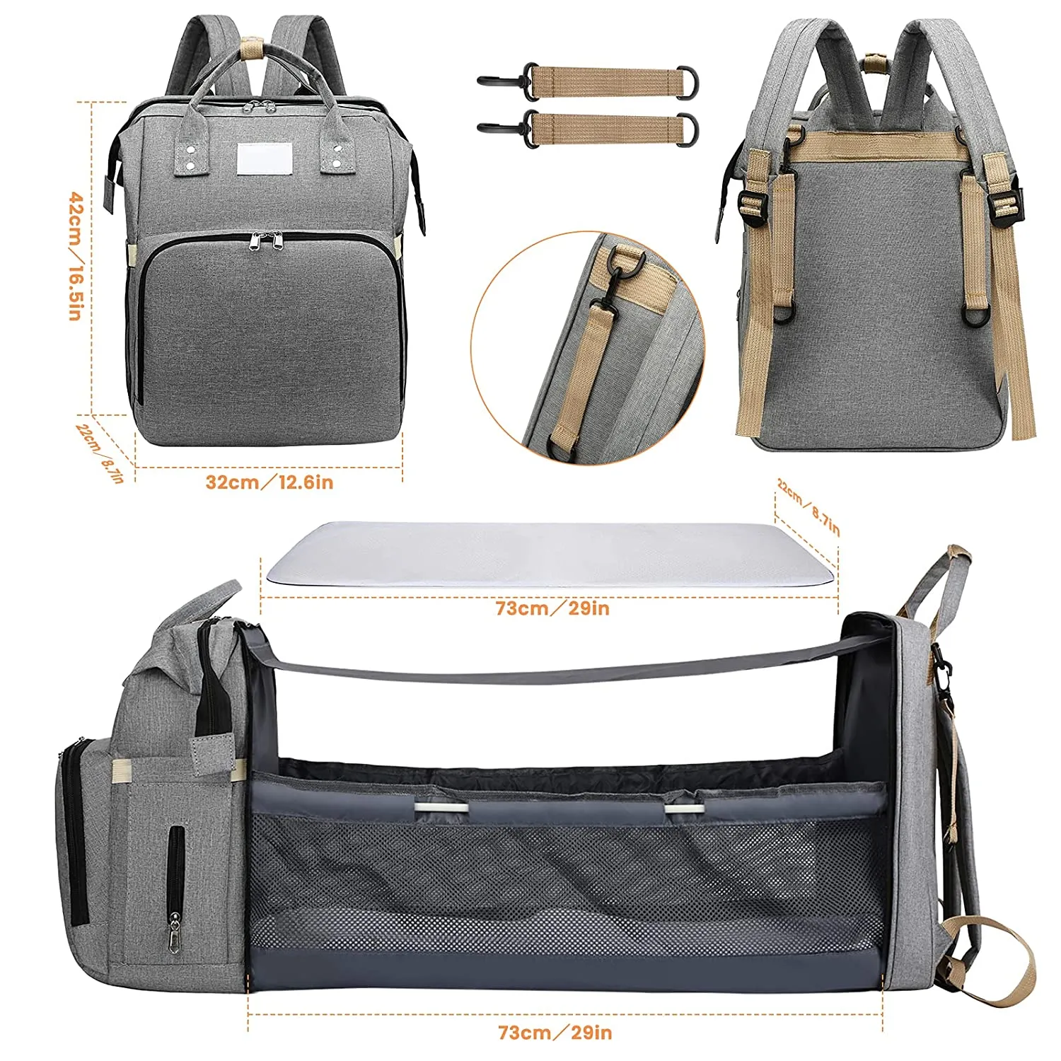 Baby Diaper Bag Backpack with Changing Station
