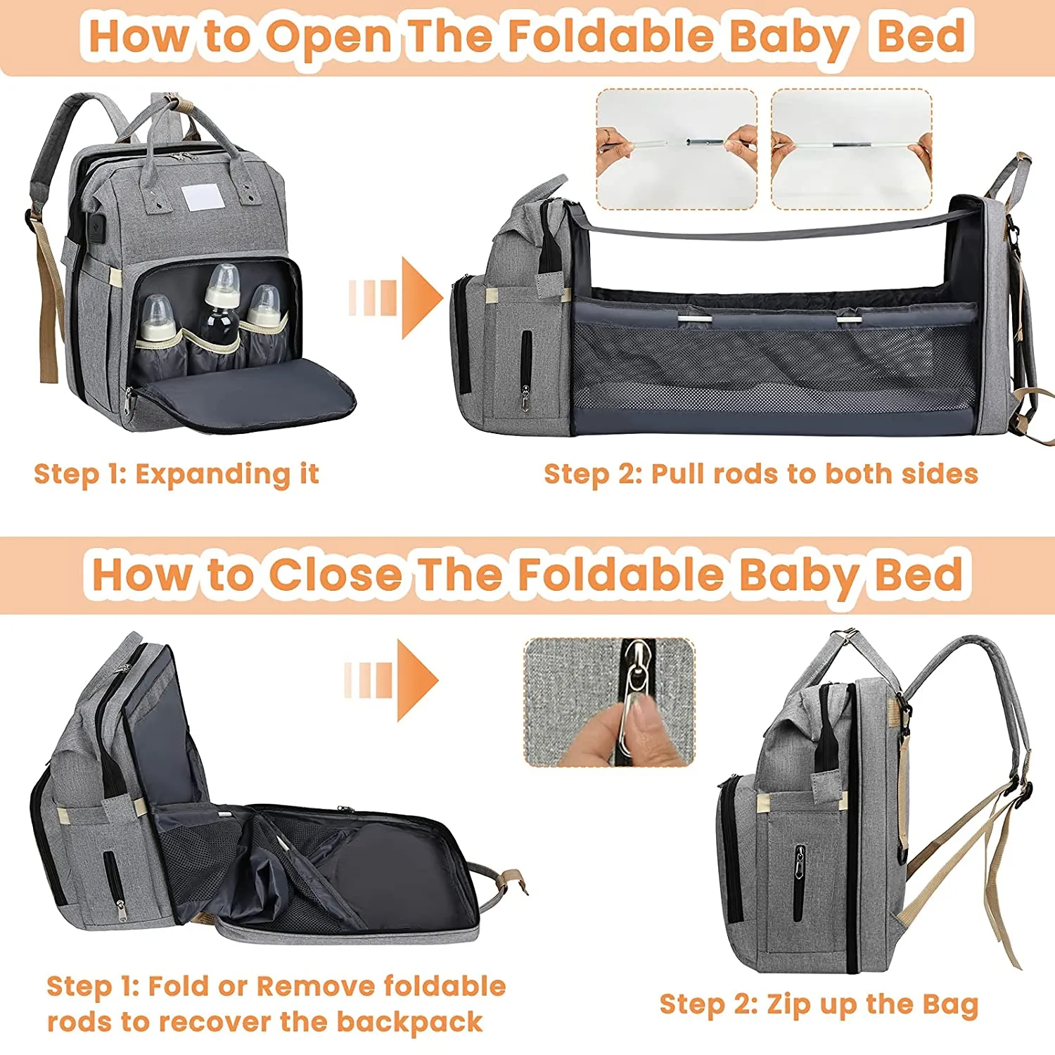 Baby Diaper Bag Backpack with Changing Station