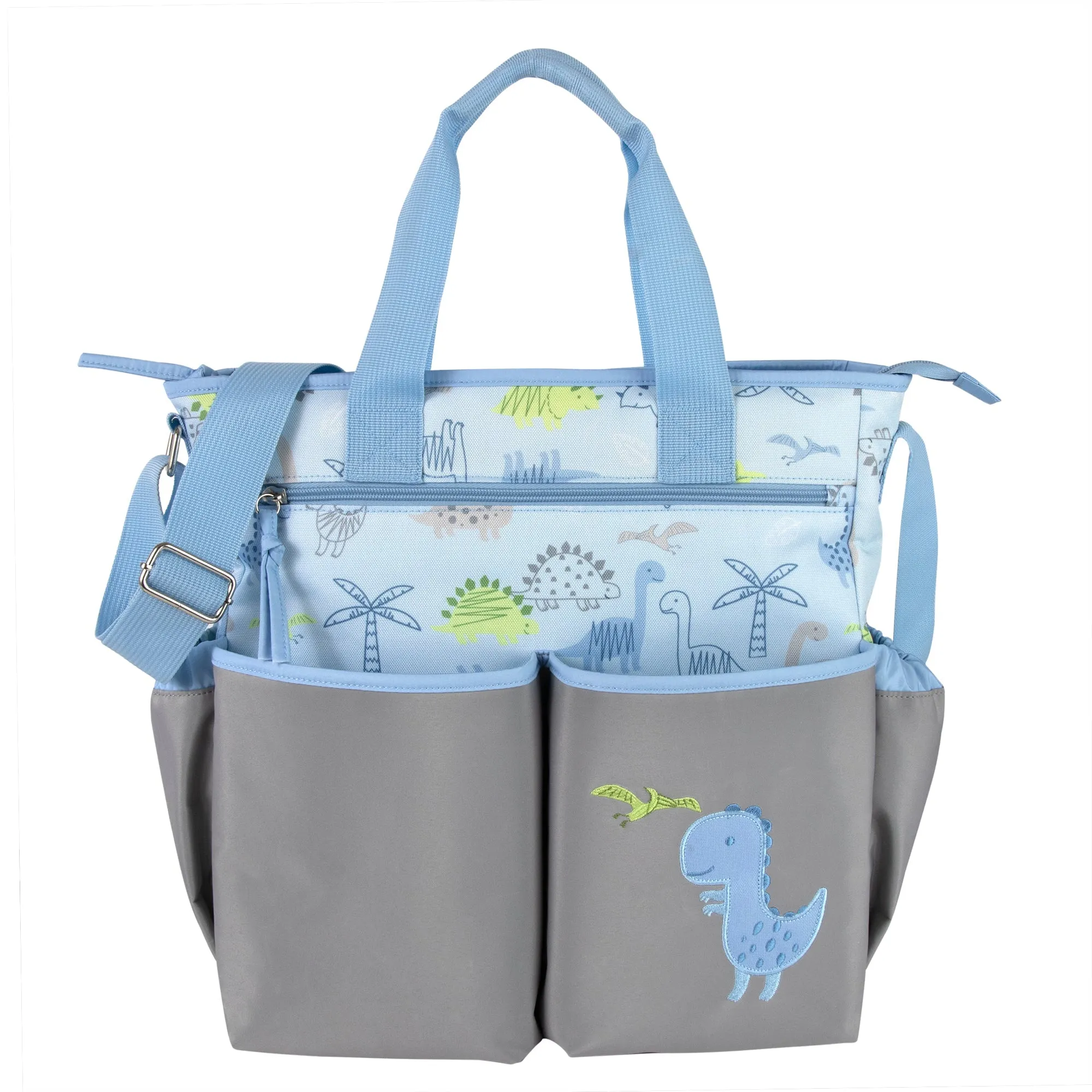 Baby Essentials 3 In 1 Blue Dino Themed Diaper Bag Wholesale