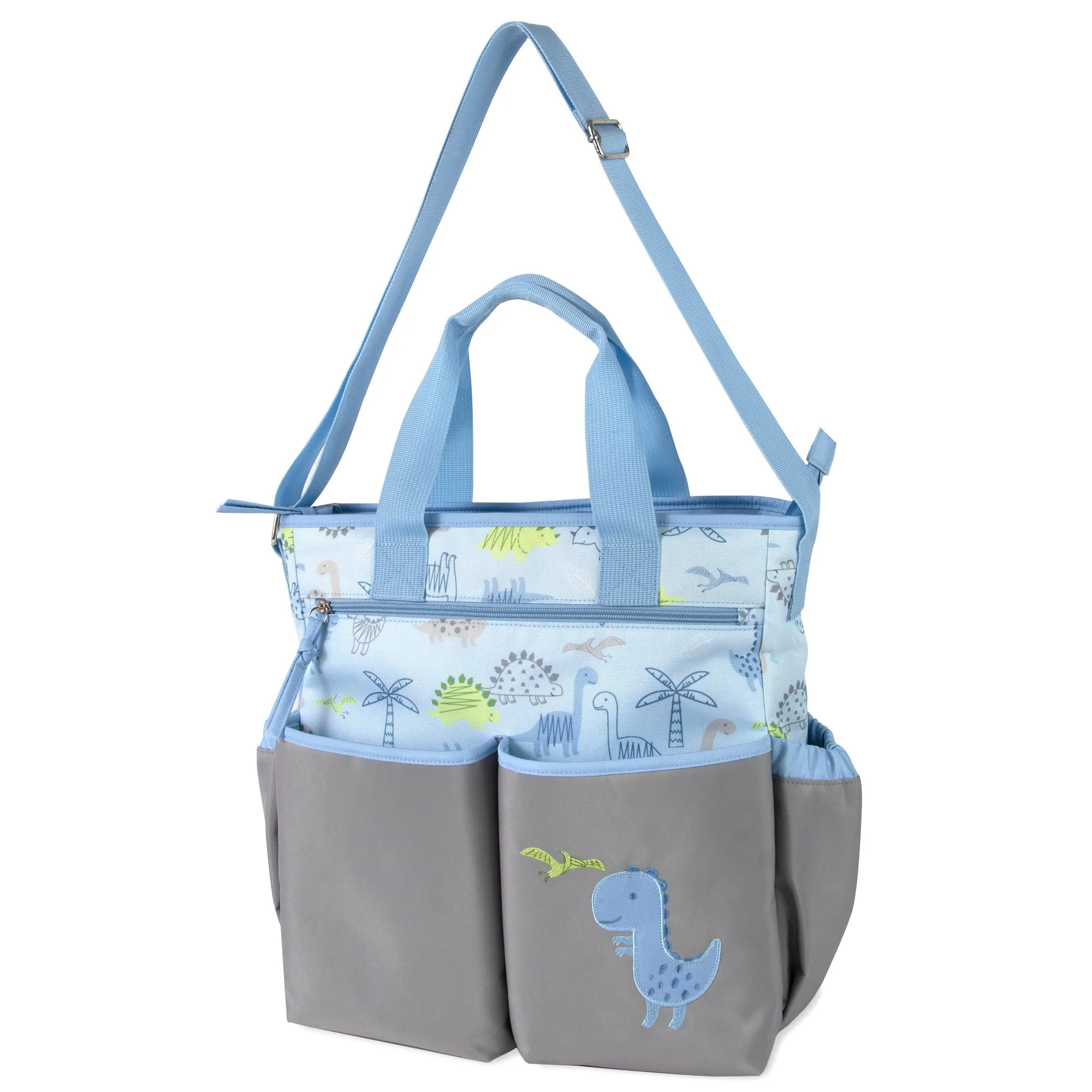 Baby Essentials 3 In 1 Blue Dino Themed Diaper Bag Wholesale