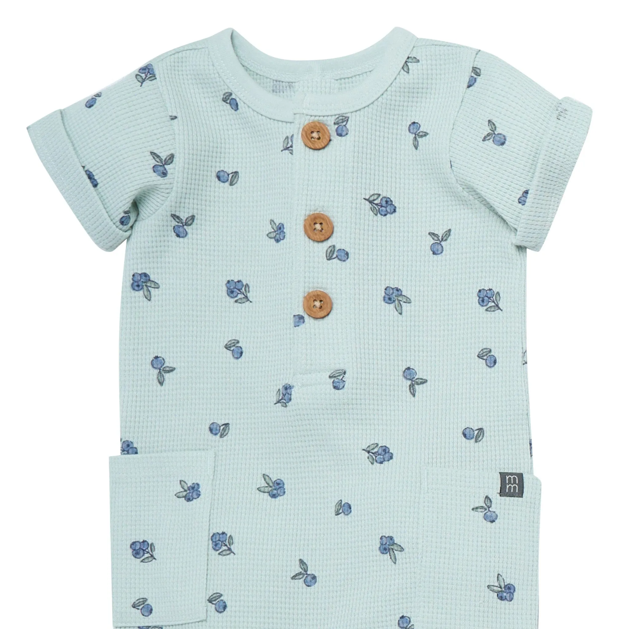 Baby Girls Light Sky Blueberry Short Sleeve Long Leg Romper