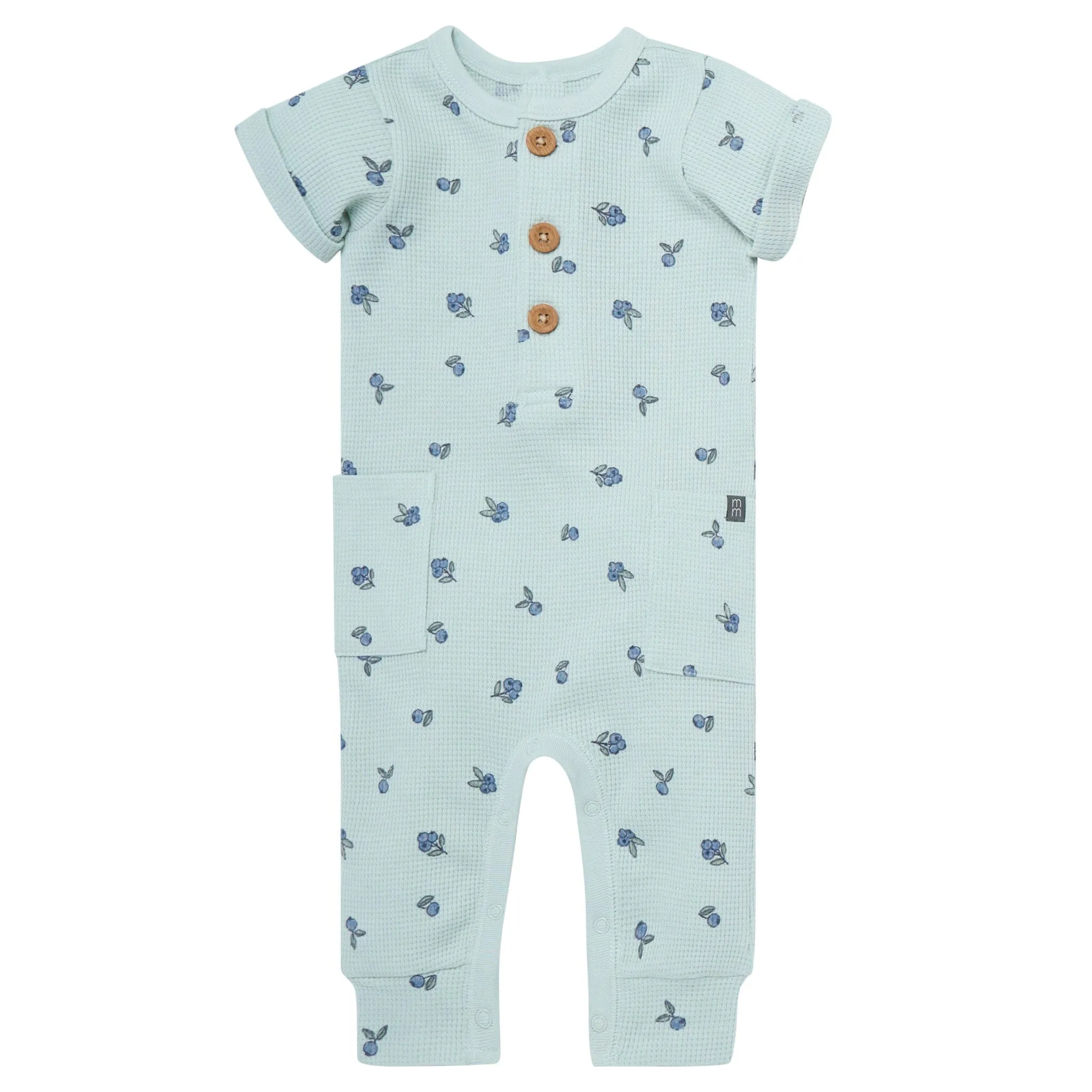 Baby Girls Light Sky Blueberry Short Sleeve Long Leg Romper