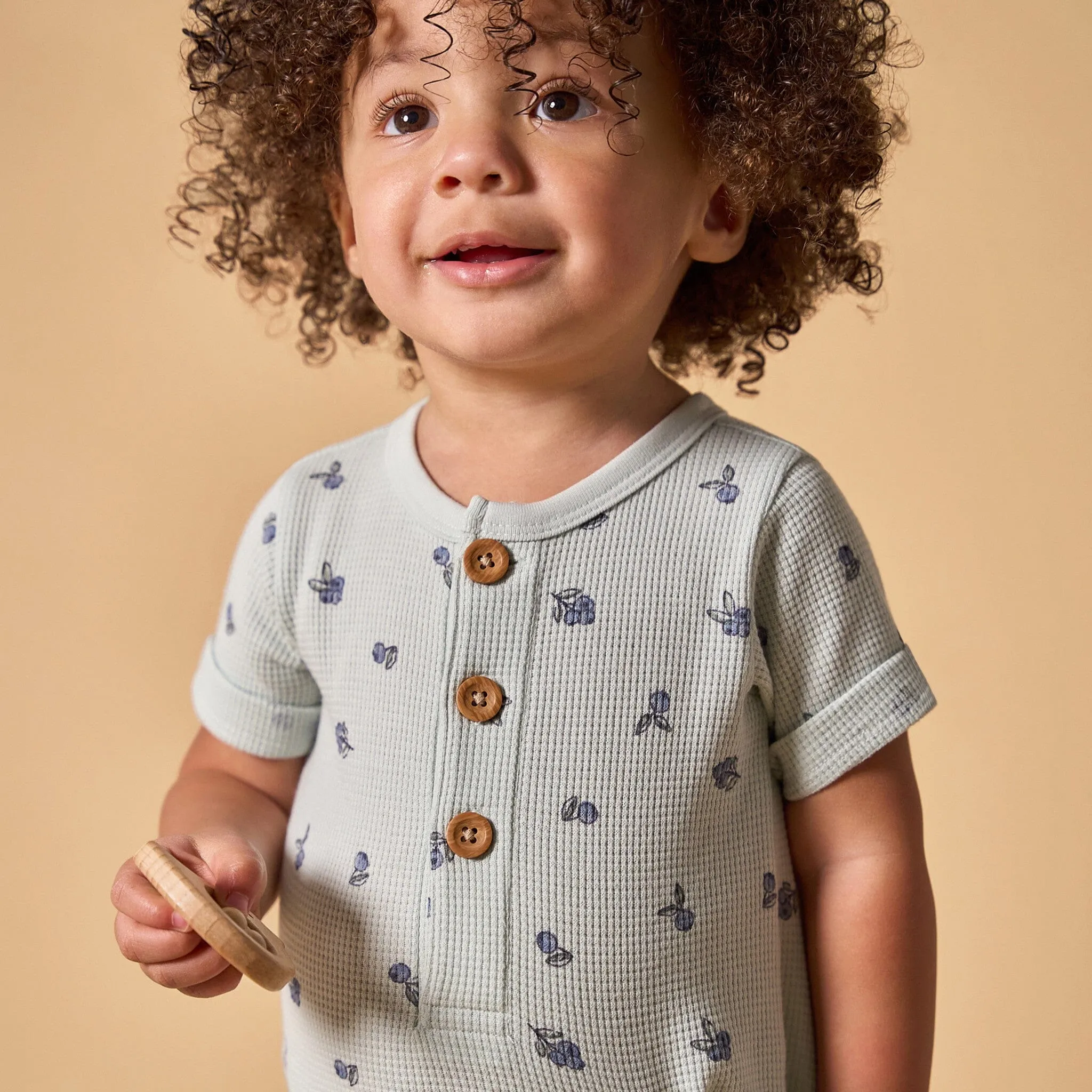 Baby Girls Light Sky Blueberry Short Sleeve Long Leg Romper