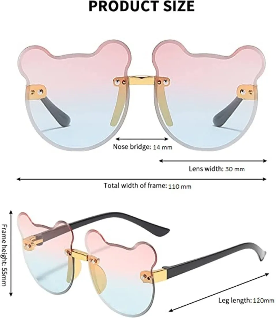 Babymoon Bear Rimless Sun Glasses | Baby Gift Set | Blue Pink