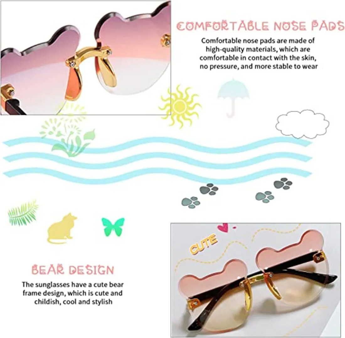 Babymoon Bear Rimless Sun Glasses | Baby Gift Set | Blue Pink