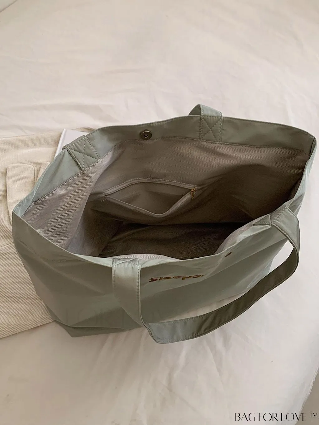 BagForLove - Large Green Minimalist Shoulder Tote Bag for Commuting
