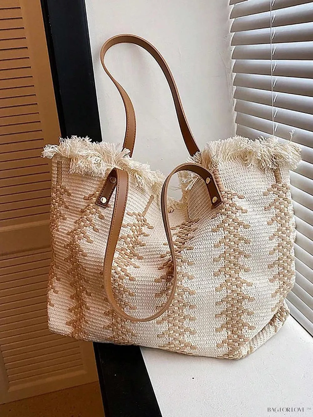 BagForLove - Perfect Companion Large Capacity Letter & Tassel Canvas Tote Bag