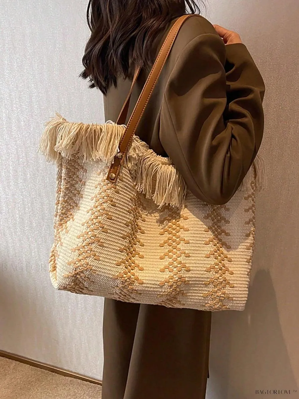 BagForLove - Perfect Companion Large Capacity Letter & Tassel Canvas Tote Bag