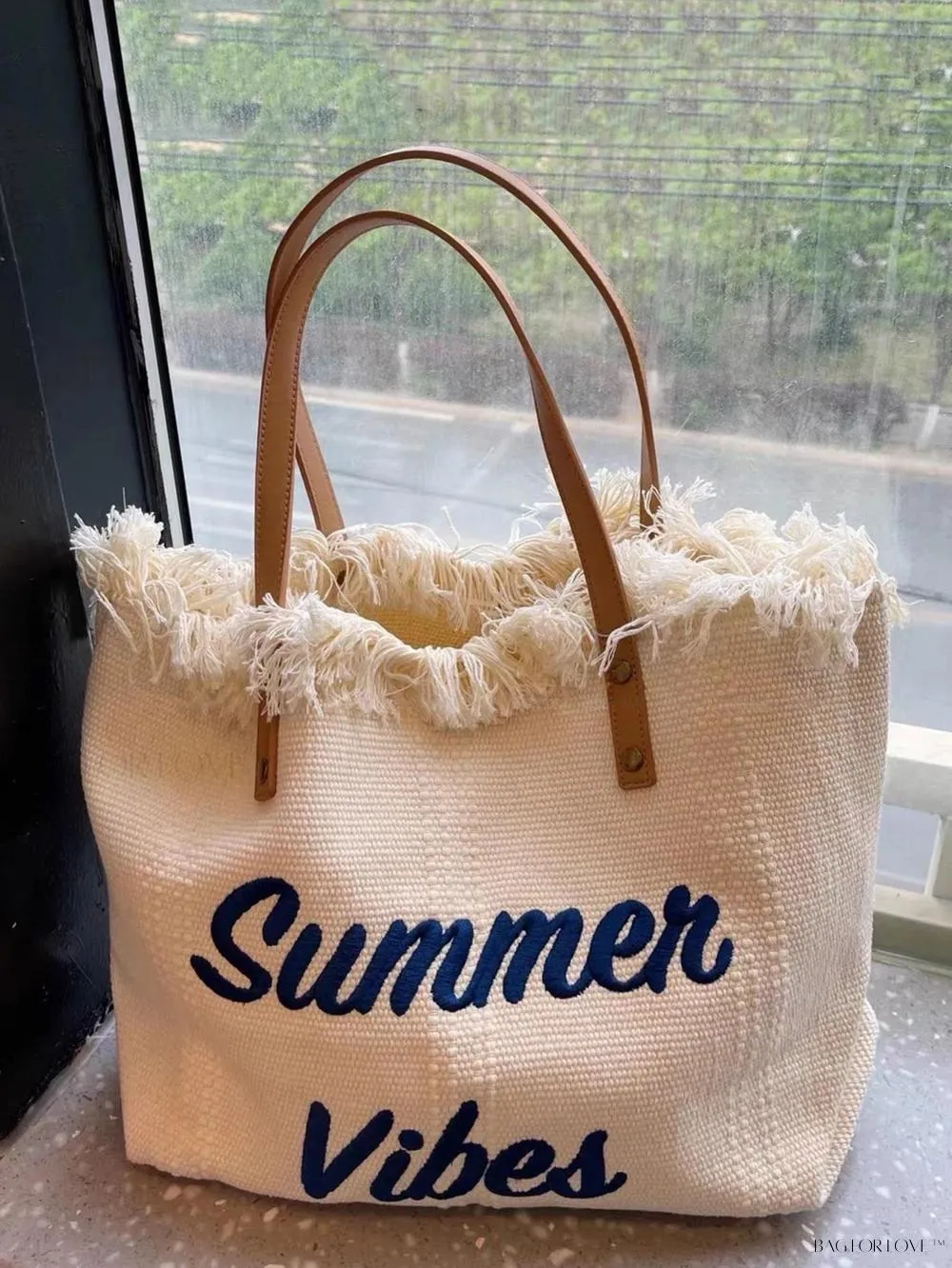 BagForLove - Perfect Companion Large Capacity Letter & Tassel Canvas Tote Bag