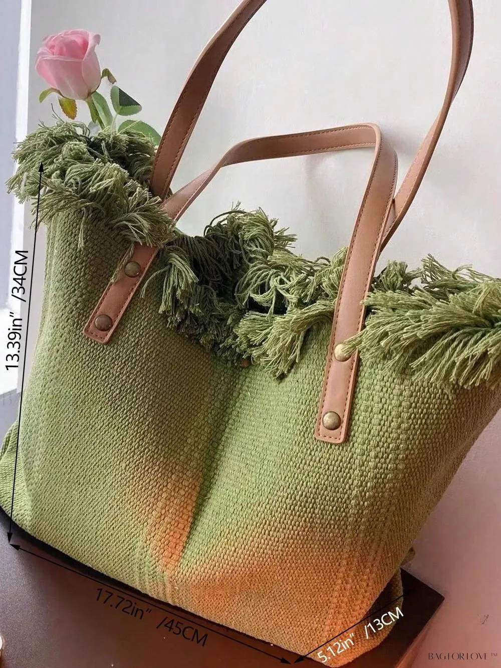 BagForLove - Perfect Companion Large Capacity Letter & Tassel Canvas Tote Bag