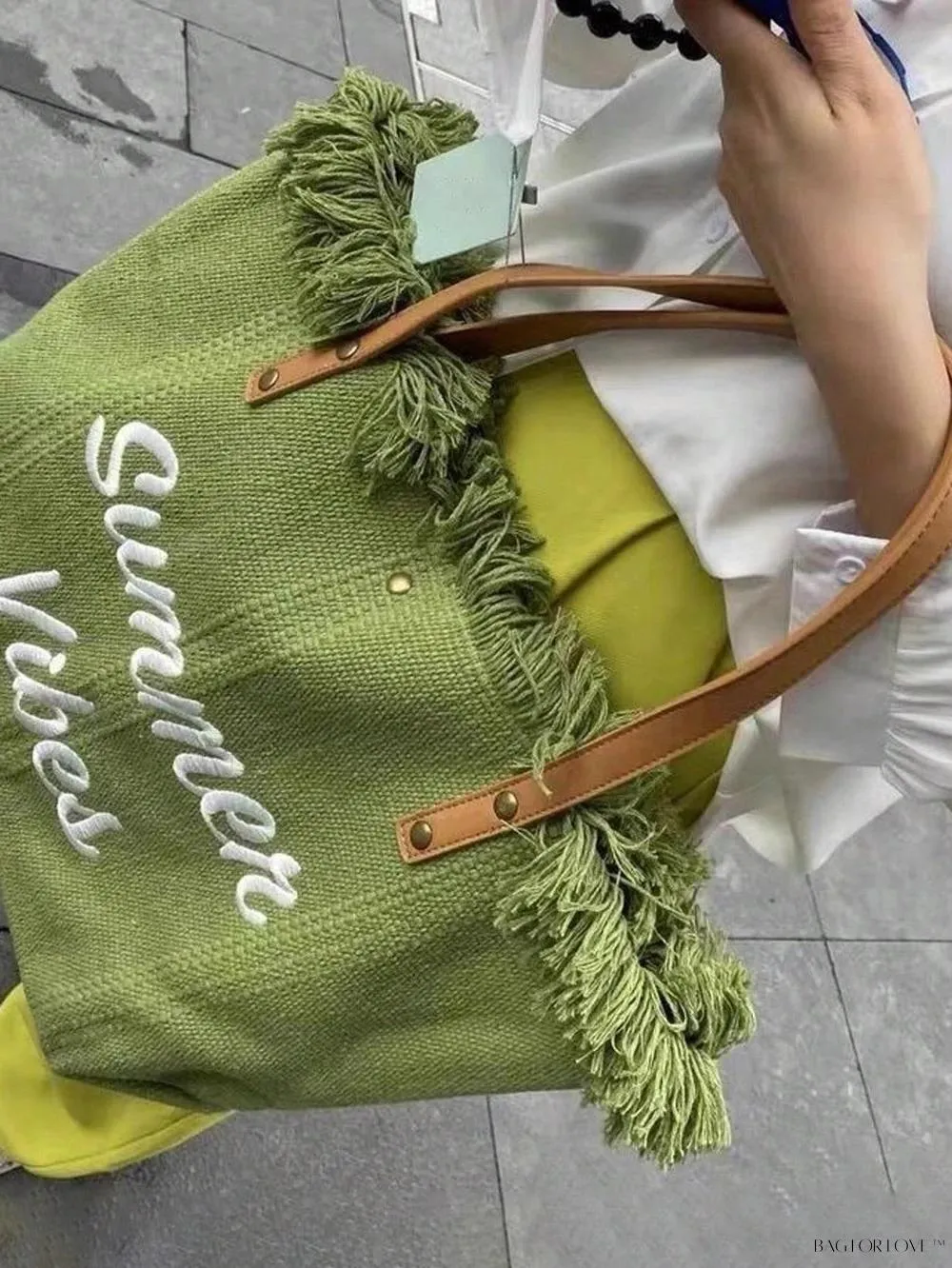 BagForLove - Perfect Companion Large Capacity Letter & Tassel Canvas Tote Bag