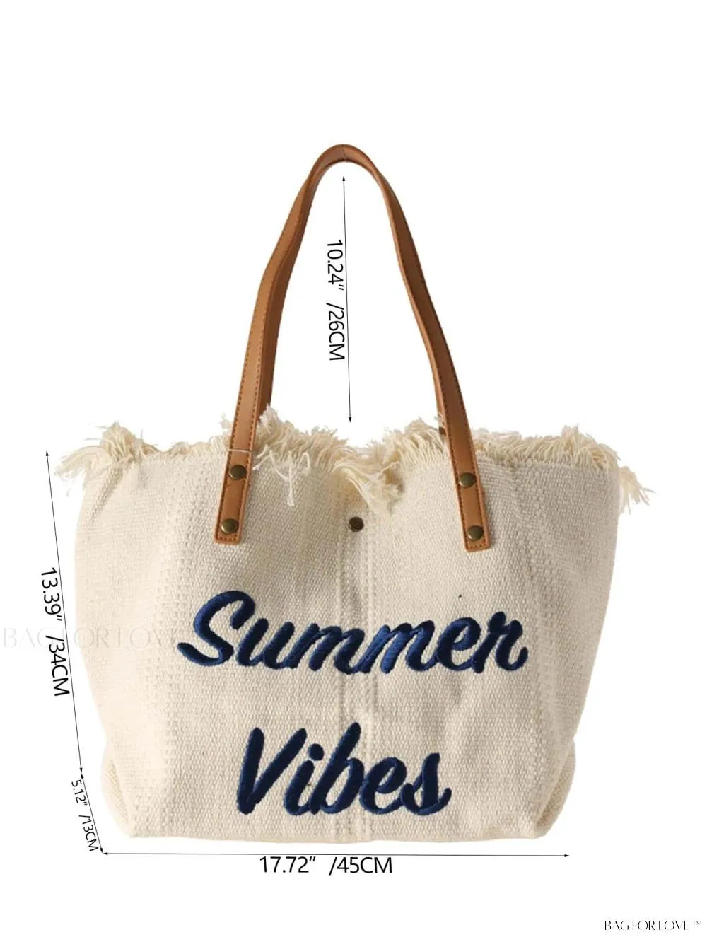 BagForLove - Perfect Companion Large Capacity Letter & Tassel Canvas Tote Bag