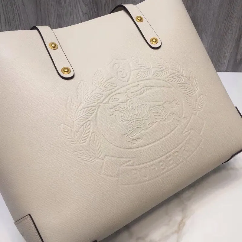 BB Small Embossed Crest Tote White For Women, Bags 13.8in/35cm