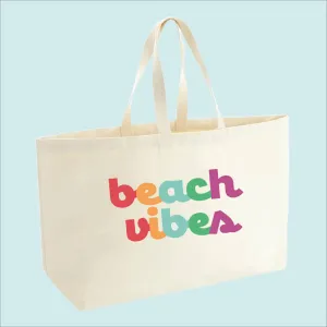 Beach Vibes Colourful Premium Canvas Oversized Tote Bag