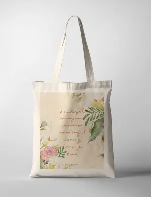 Beautiful Courage Creative Wonderful Loving Daring Kind {Tote Bag}