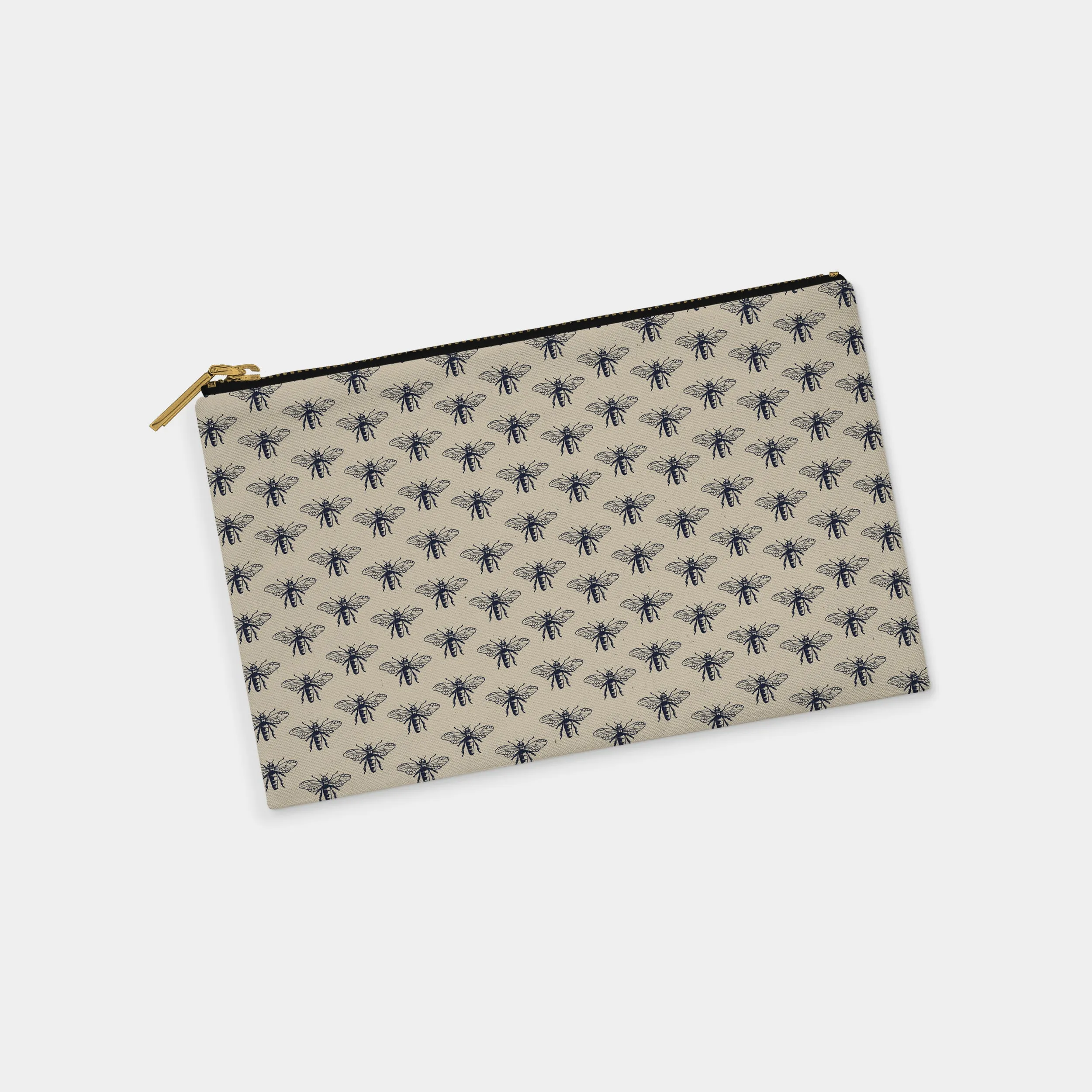 Bees Personalized Zipper Pouch (on taupe)