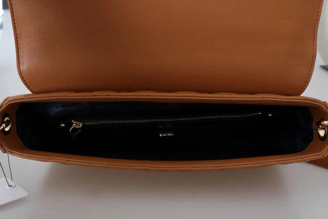 Beige Quilted Faux Leather Handbag