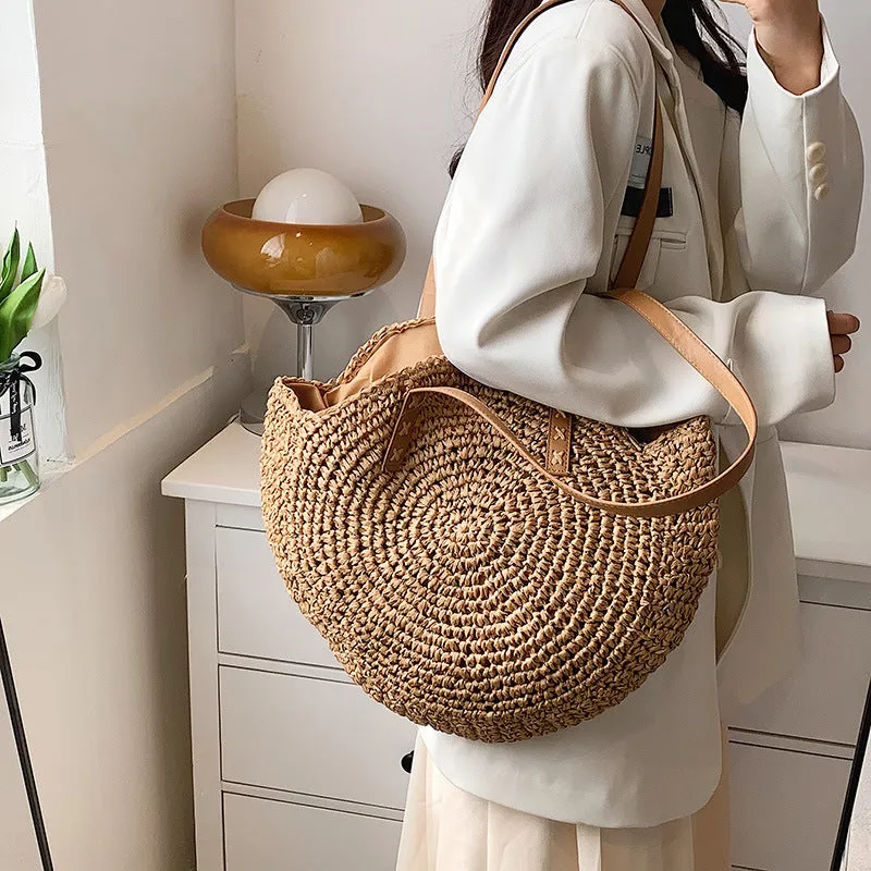 Big Straw Tote Beach Bag Large & Handmade Woman Shoulder Designer Shopper Beach Bag