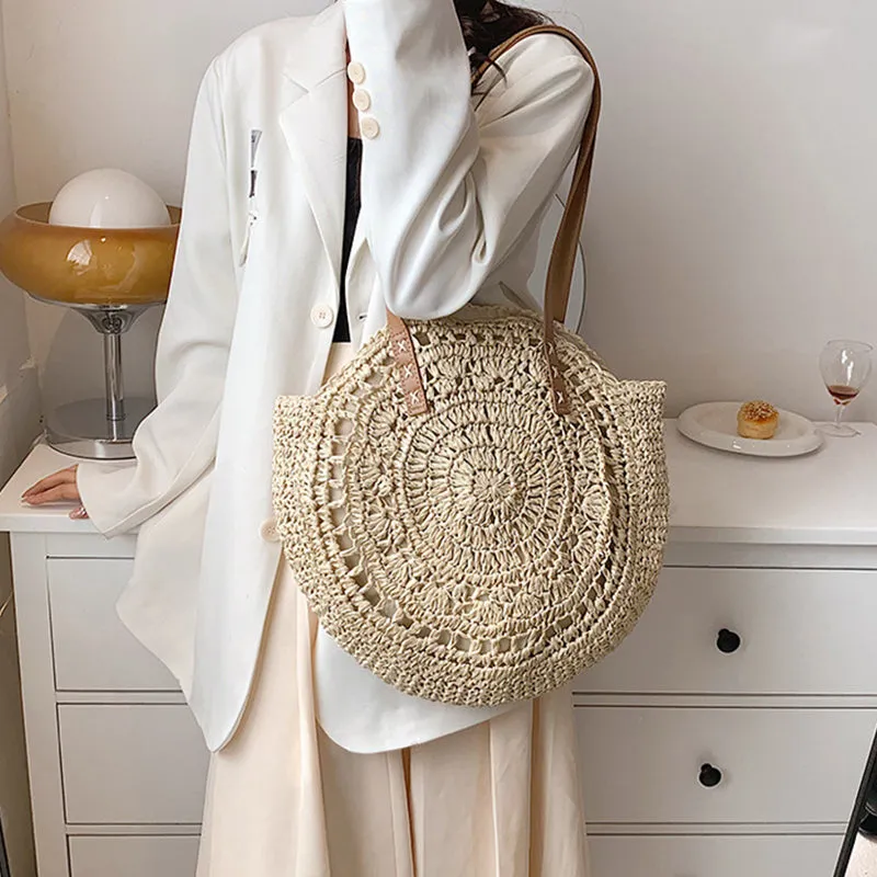 Big Straw Tote Beach Bag Large & Handmade Woman Shoulder Designer Shopper Beach Bag