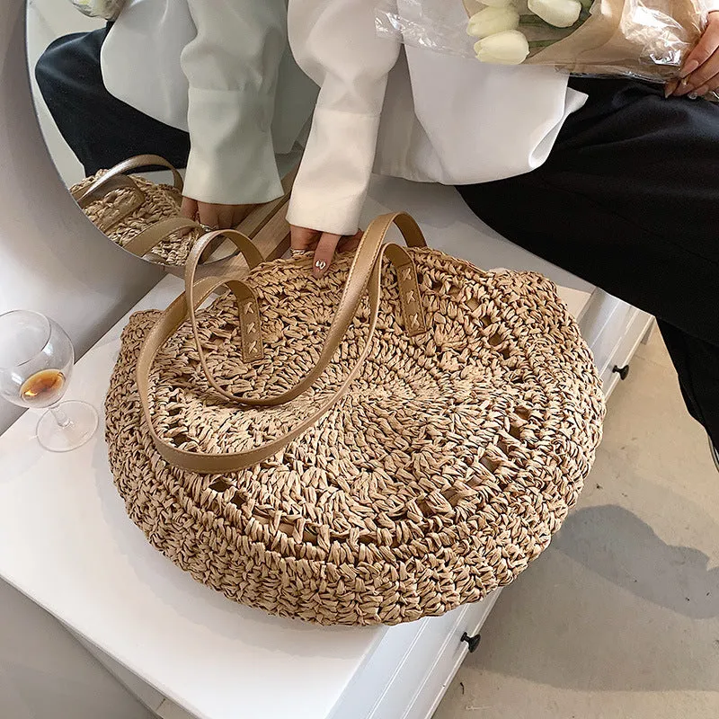 Big Straw Tote Beach Bag Large & Handmade Woman Shoulder Designer Shopper Beach Bag