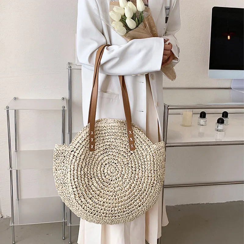Big Straw Tote Beach Bag Large & Handmade Woman Shoulder Designer Shopper Beach Bag