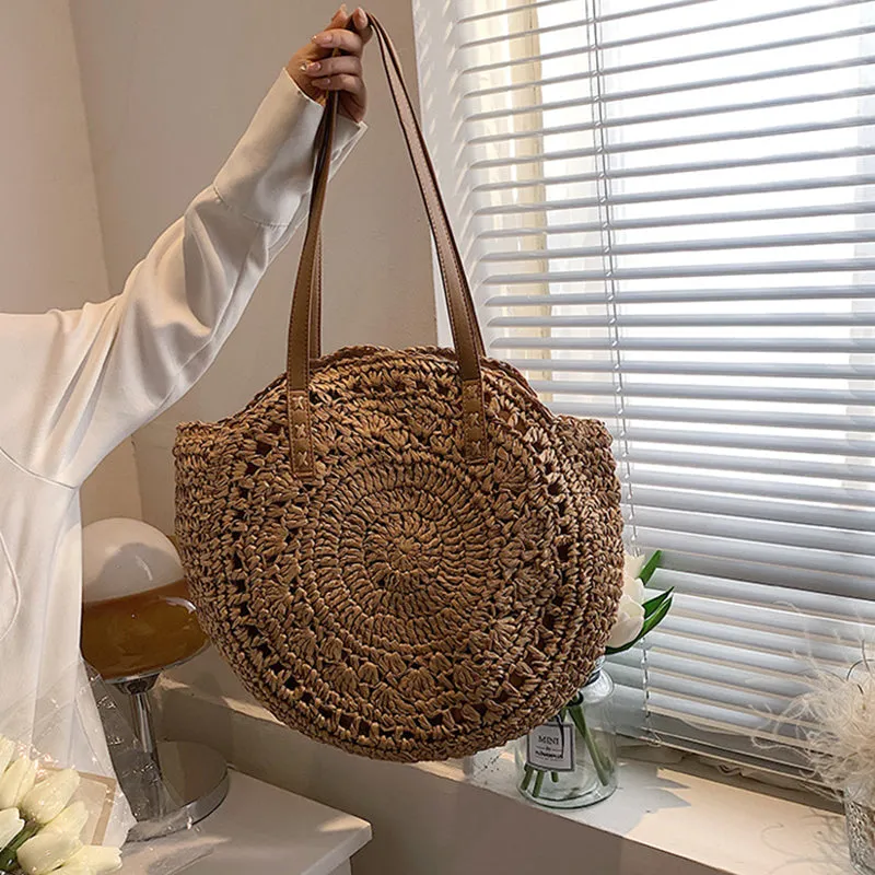 Big Straw Tote Beach Bag Large & Handmade Woman Shoulder Designer Shopper Beach Bag