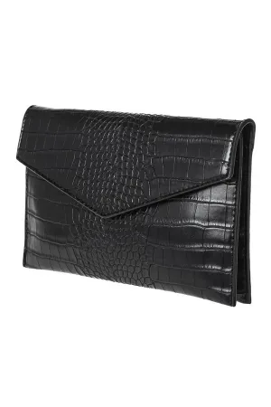 BLACK CROCODILE CLUTCH