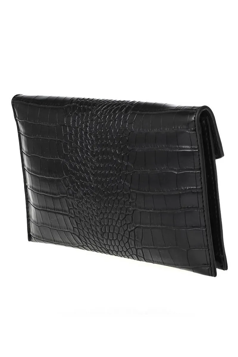 BLACK CROCODILE CLUTCH