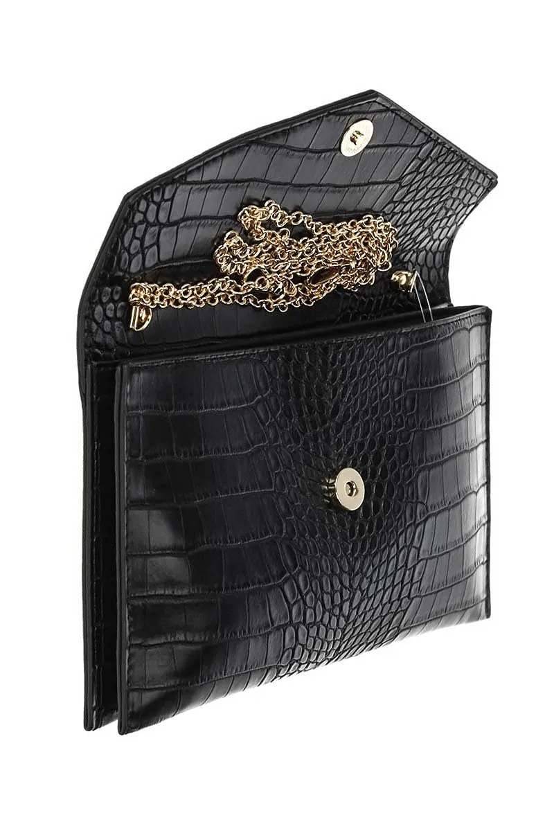 BLACK CROCODILE CLUTCH