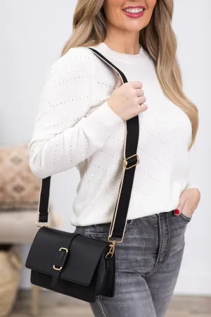 Black Faux Leather Crossbody Purse