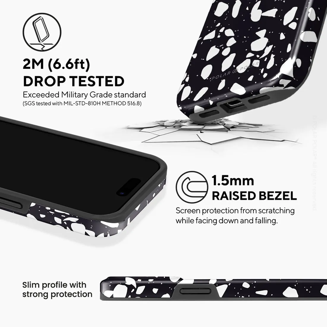 Black Rocky Road Terrazzo - iPhone 15 Pro Case