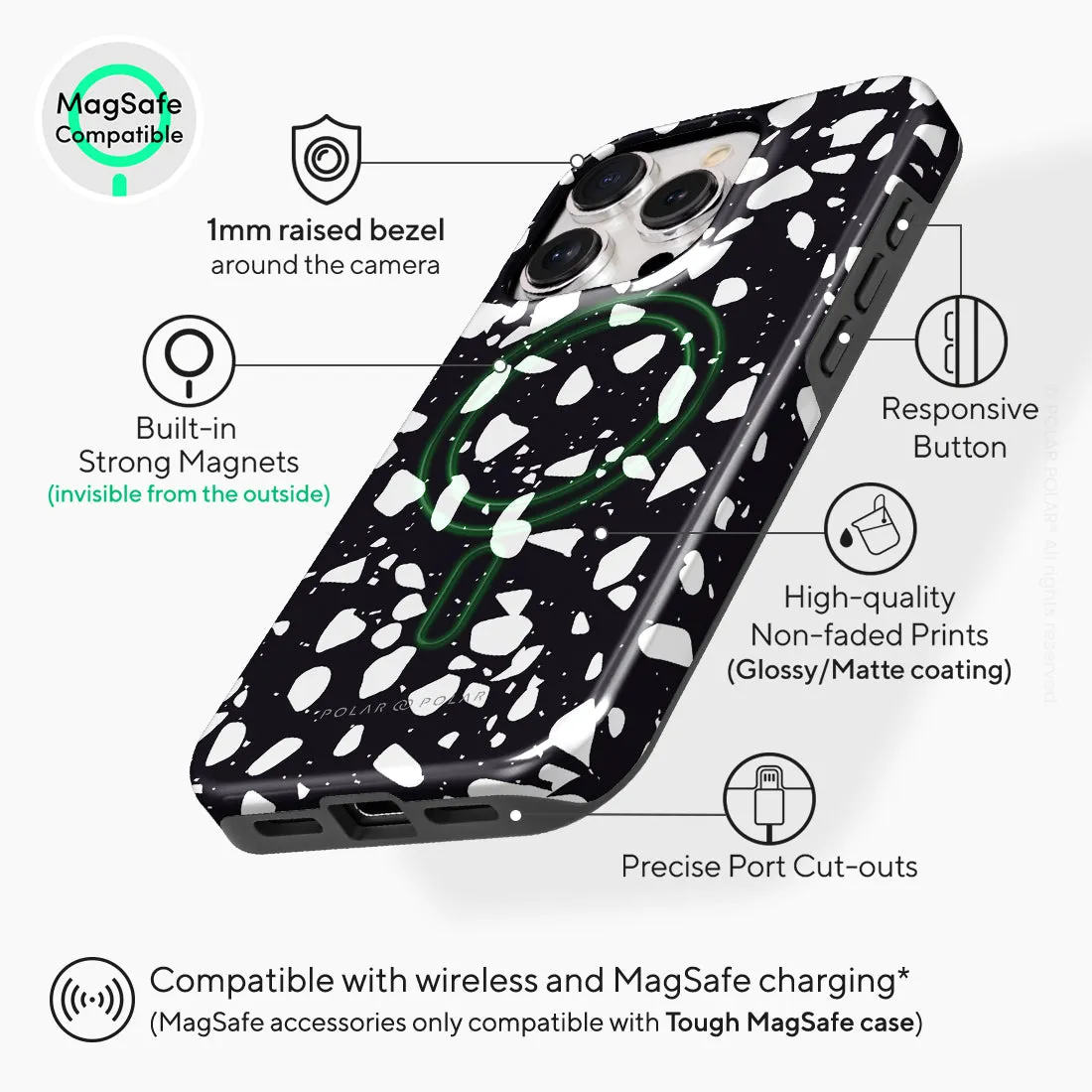 Black Rocky Road Terrazzo - iPhone 15 Pro Case