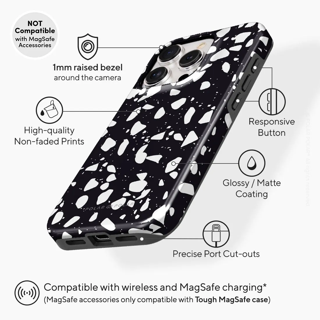 Black Rocky Road Terrazzo - iPhone 15 Pro Case